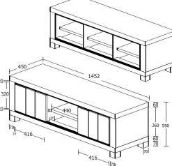 TV-Schrank Elke 145cm mit 2 Türen - Eiche