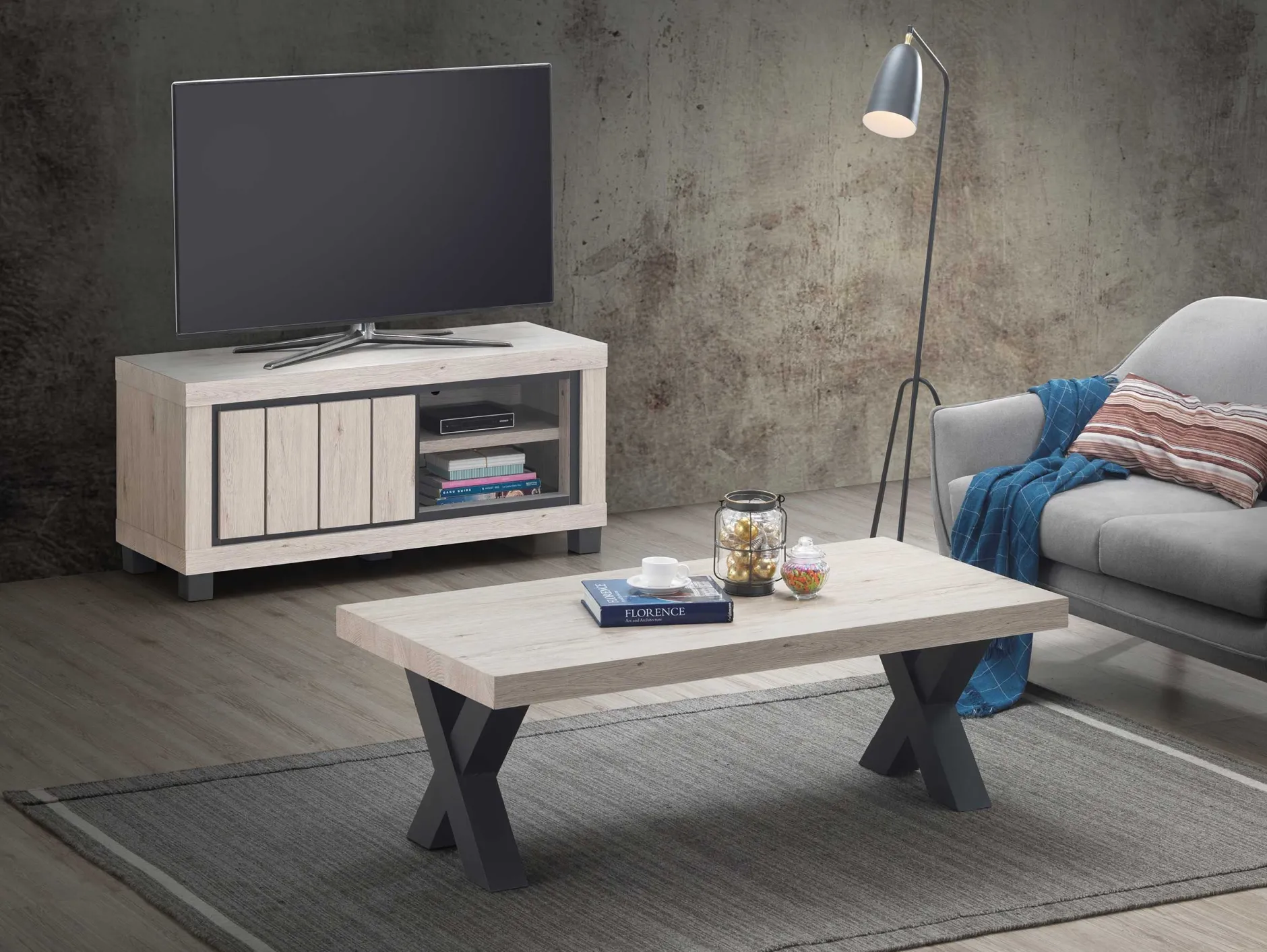 TV-Schrank Elke 145cm mit 2 Türen - Eiche