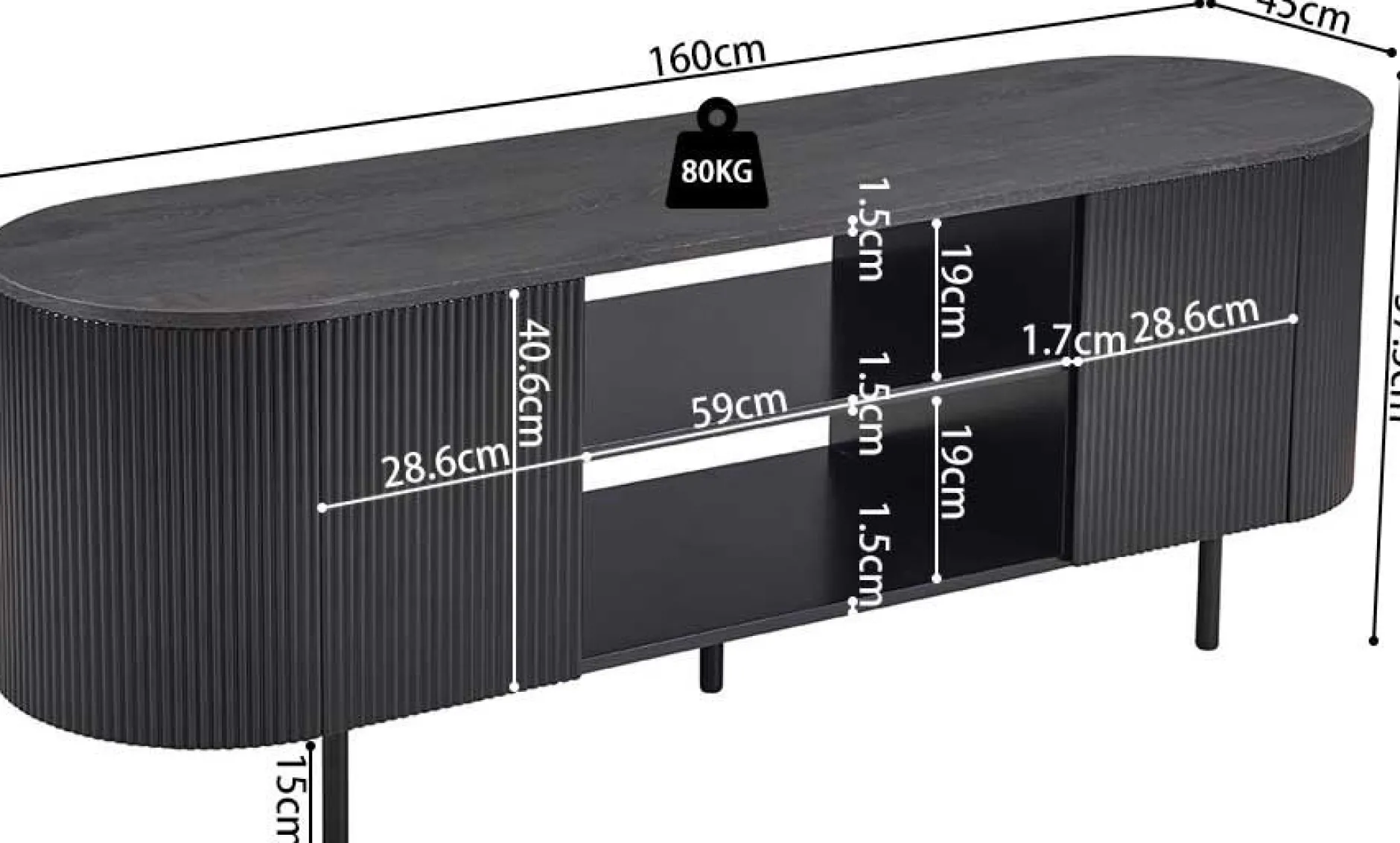 TV-Schrank Lagos | 160 x 45 x 58 cm | Dunkelbraun