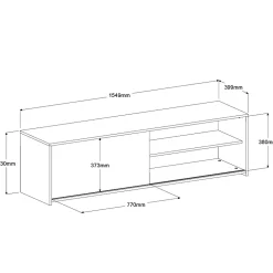 TV-Schrank Leandro - 155x40x43cm - mit Schiebetür - Eiche Dekor/Weiß