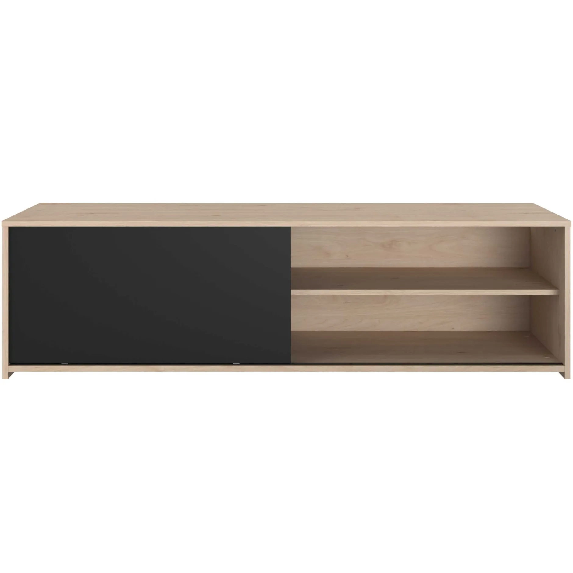 TV-Schrank Leandro - 155x40x43cm - mit Schiebetür - Eiche Dekor/schwarz