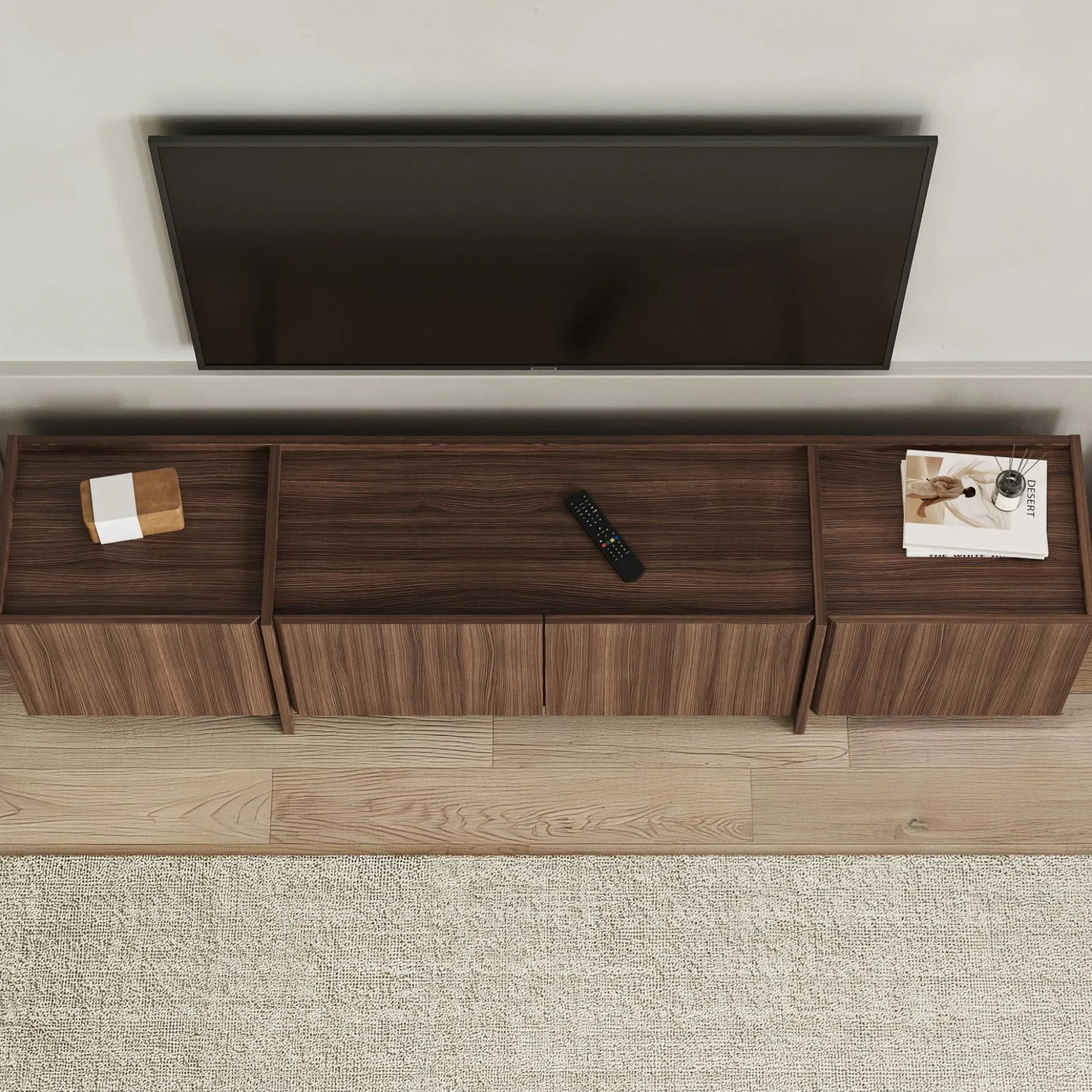 TV-Ständer Lowen - 100% MELAMINE - Milano-Walnuss - 46 x 35 x 180 cm