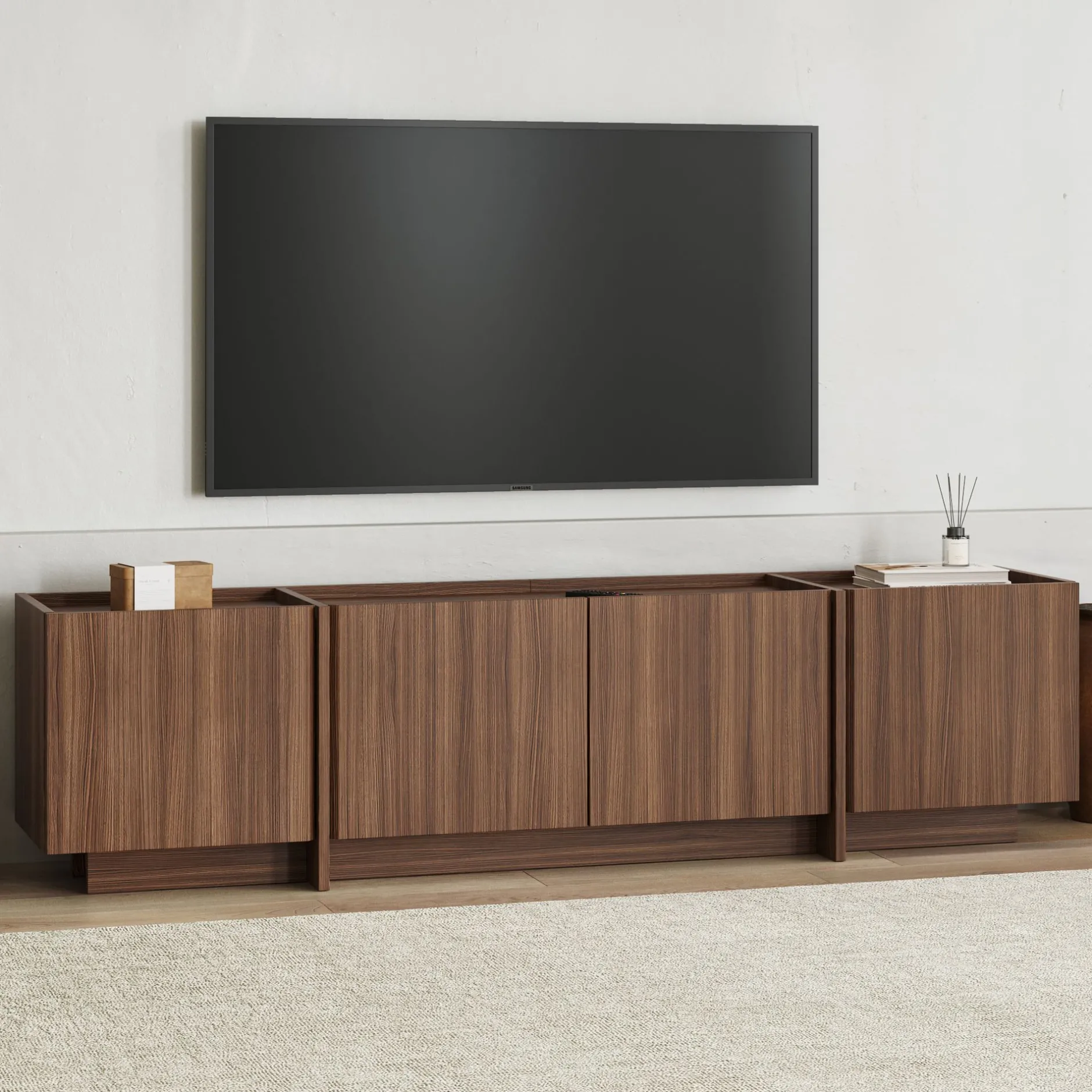 TV-Ständer Lowen - 100% MELAMINE - Milano-Walnuss - 46 x 35 x 180 cm