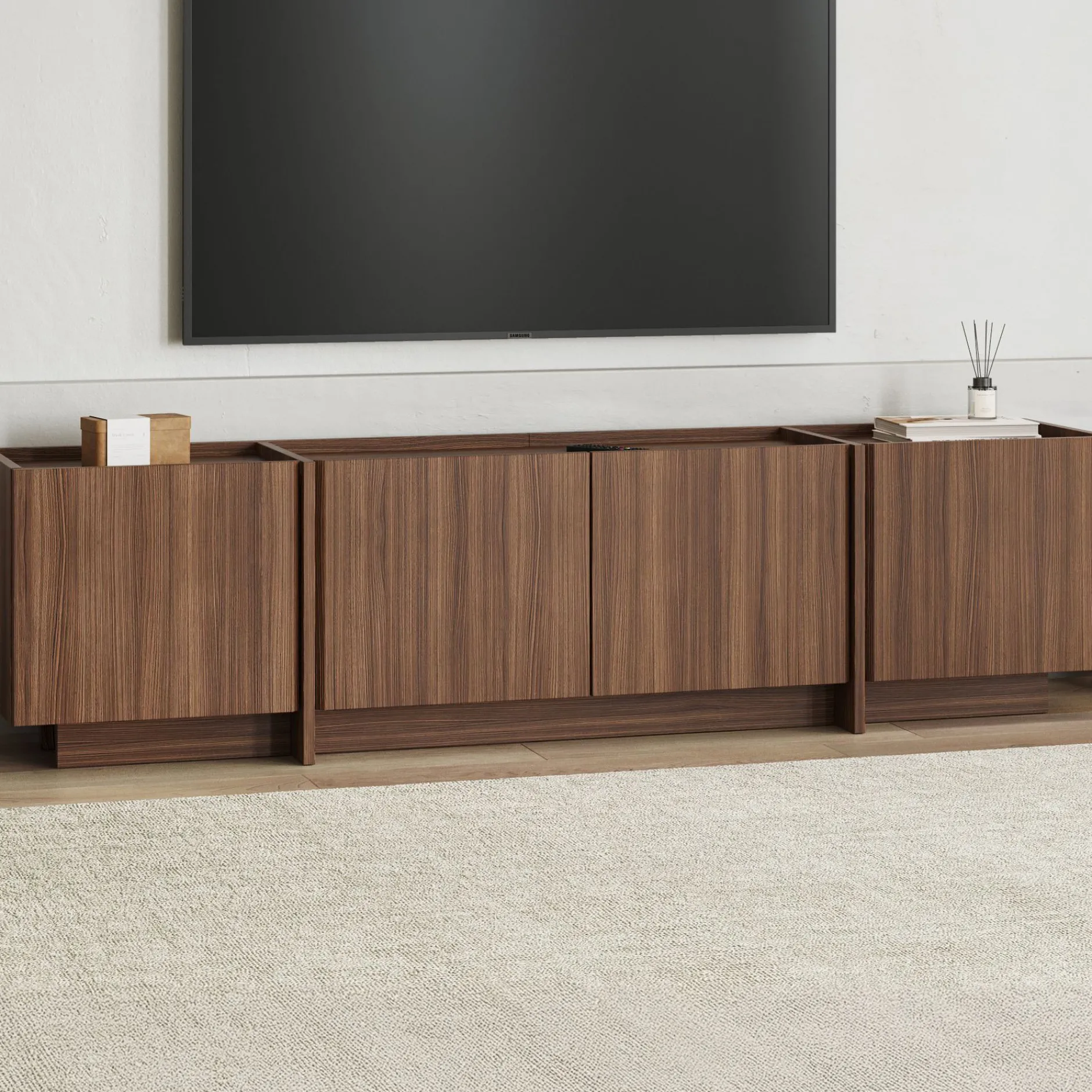 TV-Ständer Lowen - 100% MELAMINE - Milano-Walnuss - 46 x 35 x 180 cm