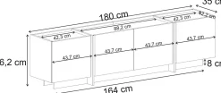 TV-Ständer Lowen - 100% MELAMINE - Milano-Walnuss - 46 x 35 x 180 cm