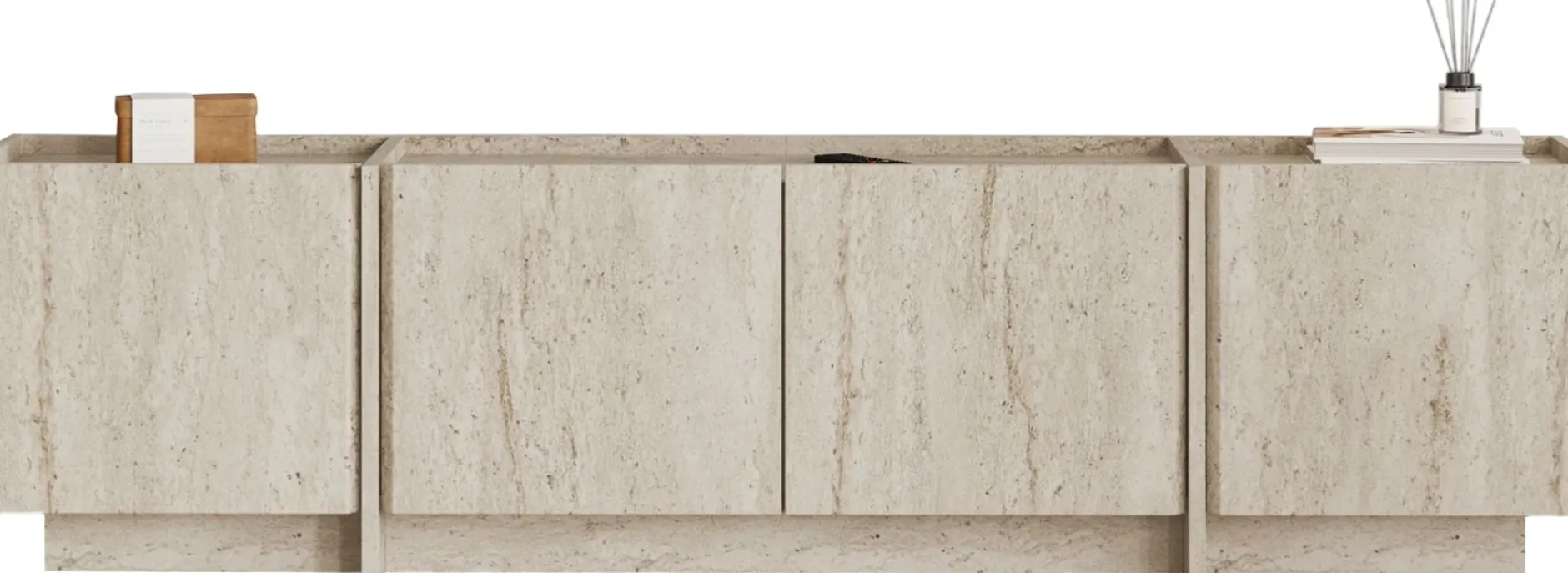 TV-Ständer Lowen - 100% MELAMINE - Travertin - 46 x 35 x 180 cm