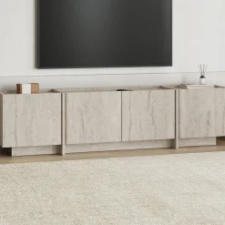 TV-Ständer Lowen - 100% MELAMINE - Travertin - 46 x 35 x 180 cm