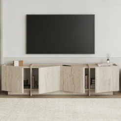 TV-Ständer Lowen - 100% MELAMINE - Travertin - 46 x 35 x 180 cm