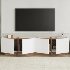 TV-Ständer Lowen - 100% MELAMINE - Weiß - 46 x 35 x 180 cm