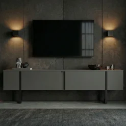 TV-Ständer Onera - 100% MELAMINE - Anthrazit - 50 x 30 x 180 cm