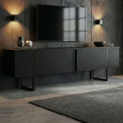TV-Ständer Onera - 100% MELAMINE - Holzschwarz - 50 x 30 x 180 cm