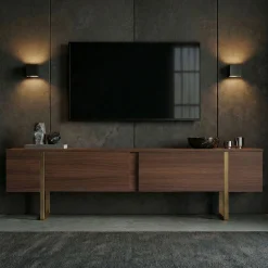TV-Ständer Onera - 100% MELAMINE - Walnuss - 50 x 30 x 180 cm