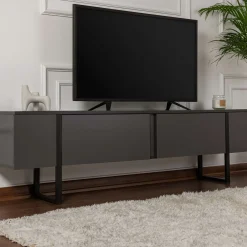 TV-Ständer Serenity - 100% MELAMINE - Anthrazit - 50 x 30 x 180 cm