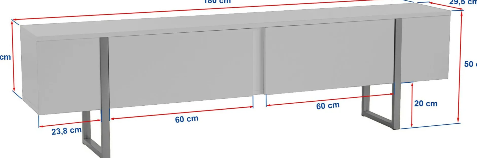 TV-Ständer Serenity - 100% MELAMINE - Weiß - 45 x 30 x 180 cm