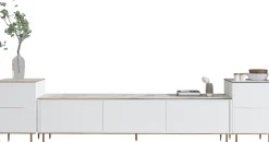 TV-Wandmöbel Imaj - 100% MELAMINE - Weißer Marmor - 180 x 60 x 35 cm