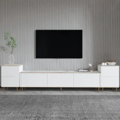 TV-Wandmöbel Imaj - 100% MELAMINE - Weißer Marmor - 180 x 60 x 35 cm
