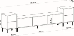 TV-Wandmöbel Imaj - 100% MELAMINE - Weißer Marmor - 180 x 60 x 35 cm