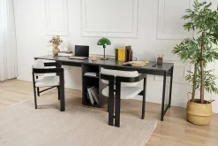 Twin Schreibtisch | 100 % MELAMIN | Anthrazit, Schwarz