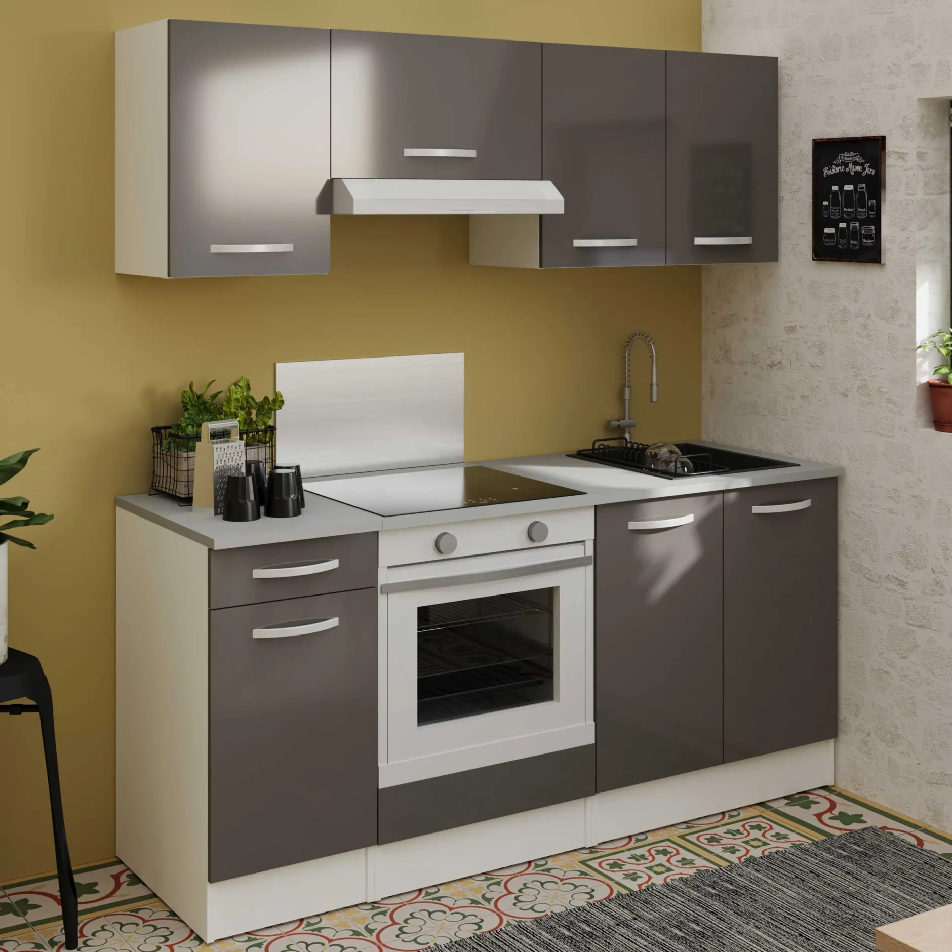Unterschrank Eko 60 cm für Ofen und Kochfeld - grau