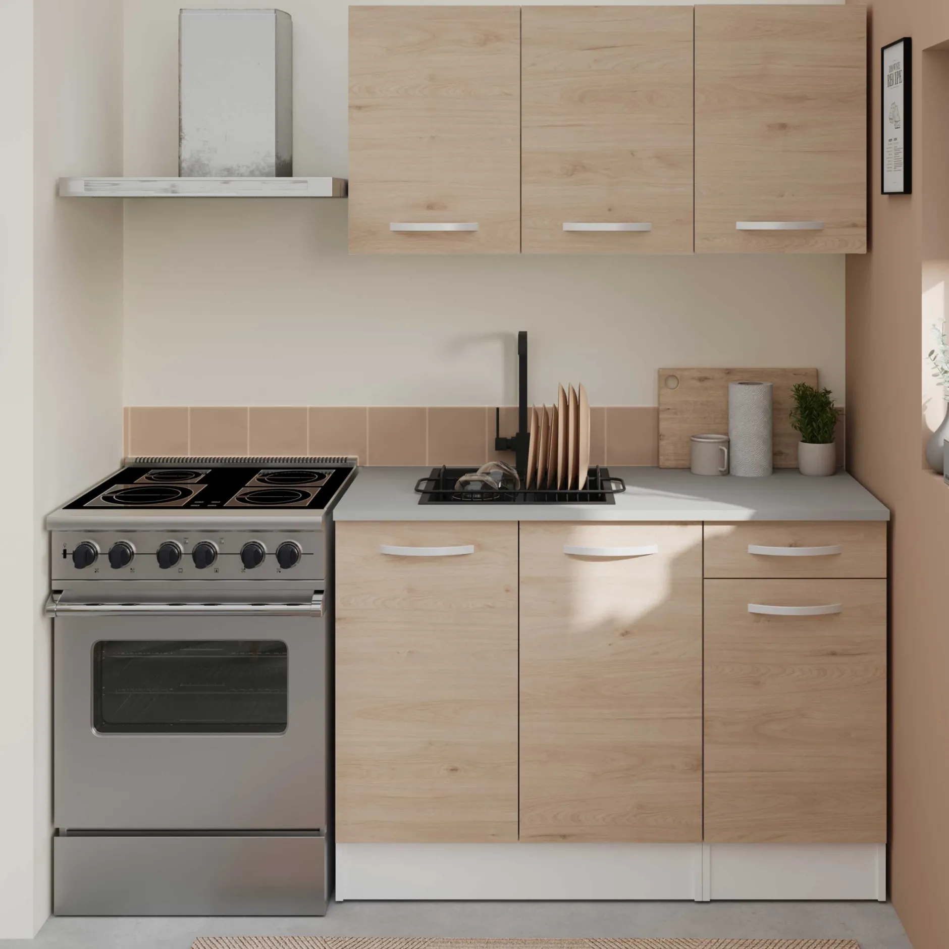 Unterschrank Eko 80 cm für Spüle mit 2 Türen - Eiche