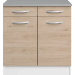 Unterschrank Eko 80cm 2 Türen und 2 Schubladen - Eiche