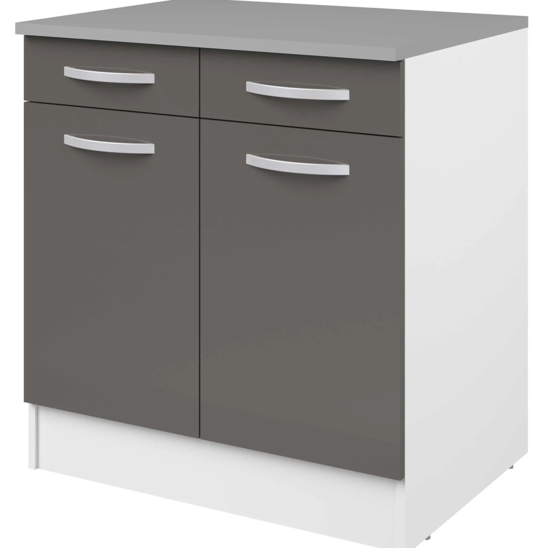 Unterschrank Eko 80cm 2 Türen und 2 Schubladen - grau