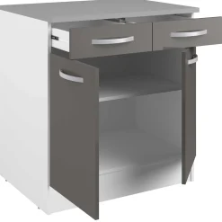 Unterschrank Eko 80cm 2 Türen und 2 Schubladen - grau