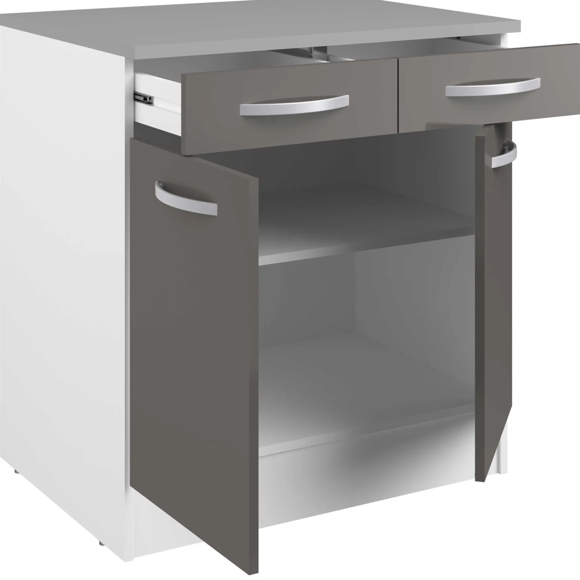 Unterschrank Eko 80cm 2 Türen und 2 Schubladen - grau