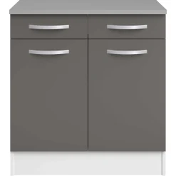 Unterschrank Eko 80cm 2 Türen und 2 Schubladen - grau