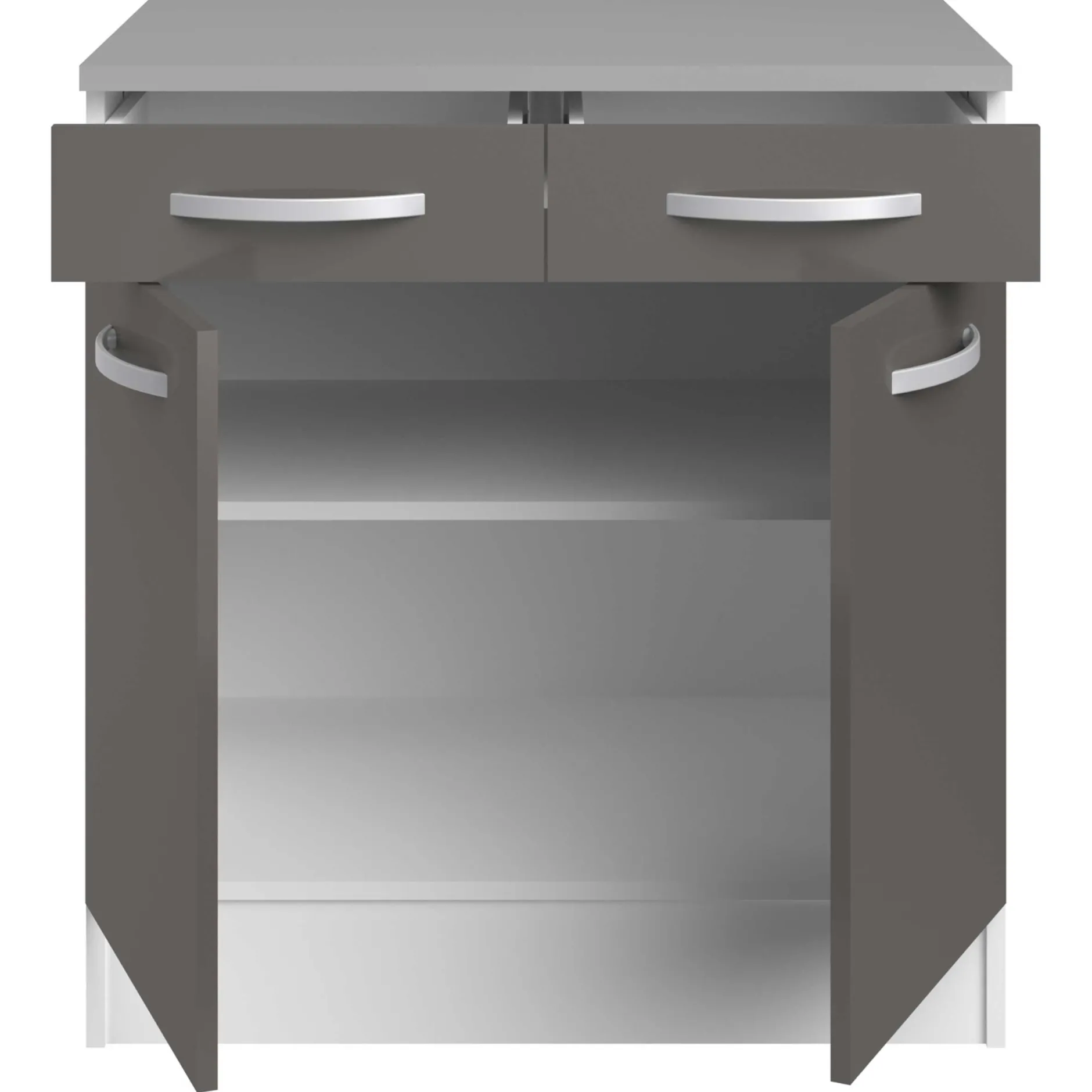 Unterschrank Eko 80cm 2 Türen und 2 Schubladen - grau