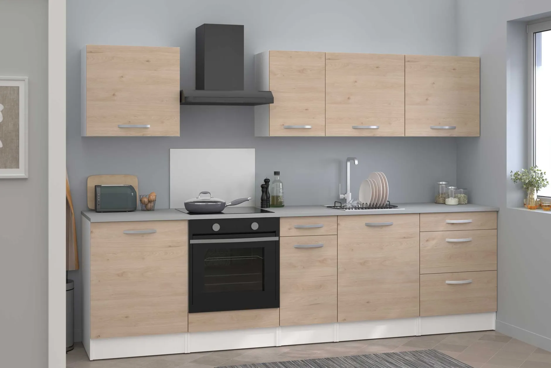 Unterschrank Eko 60x60 mit 3 Schubladen - Eiche