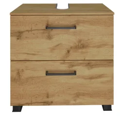 Unterschrank für Waschbecken Malvo 60cm 1 Flügeltür und 1 Schublade - Eiche/schwarz