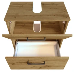Unterschrank für Waschbecken Malvo 60cm 1 Flügeltür und 1 Schublade - Eiche/schwarz