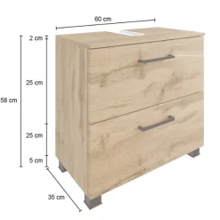Unterschrank für Waschbecken Malvo 60cm 1 Flügeltür und 1 Schublade - Eiche/schwarz