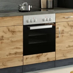 Unterschrank Sorrella 60cm für Backofen und Kochfeld - Eiche/Graphit