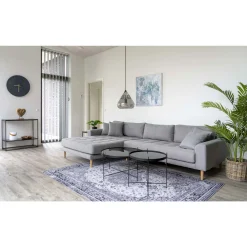 Venezia Schwarzer Couchtisch: Stahl und Glas Ø70xh40cm