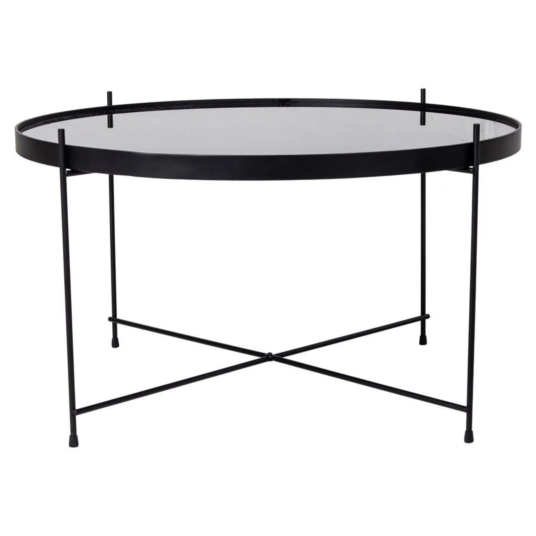 Venezia Schwarzer Couchtisch: Stahl und Glas Ø70xh40cm