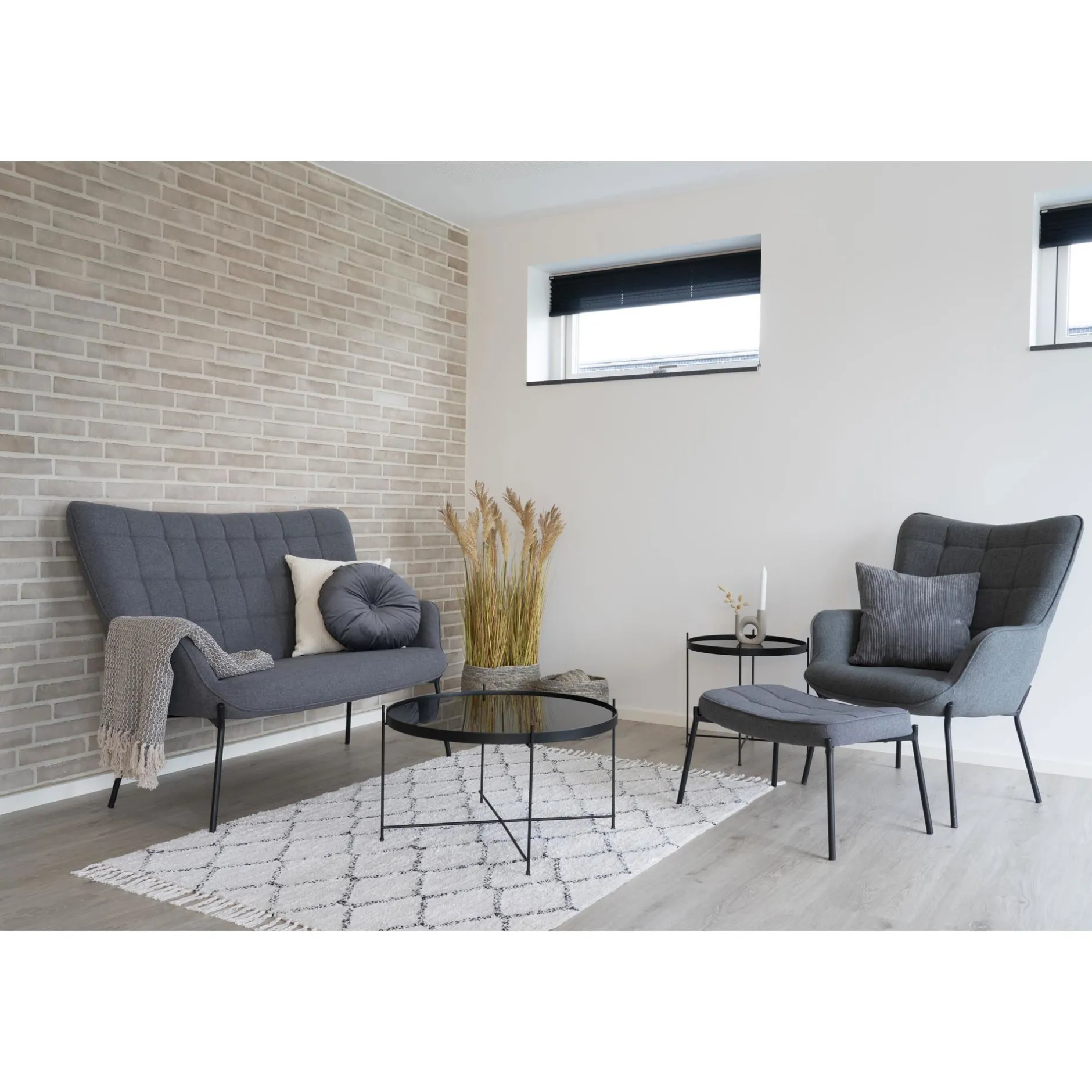 Venezia Schwarzer Couchtisch: Stahl und Glas Ø70xh40cm