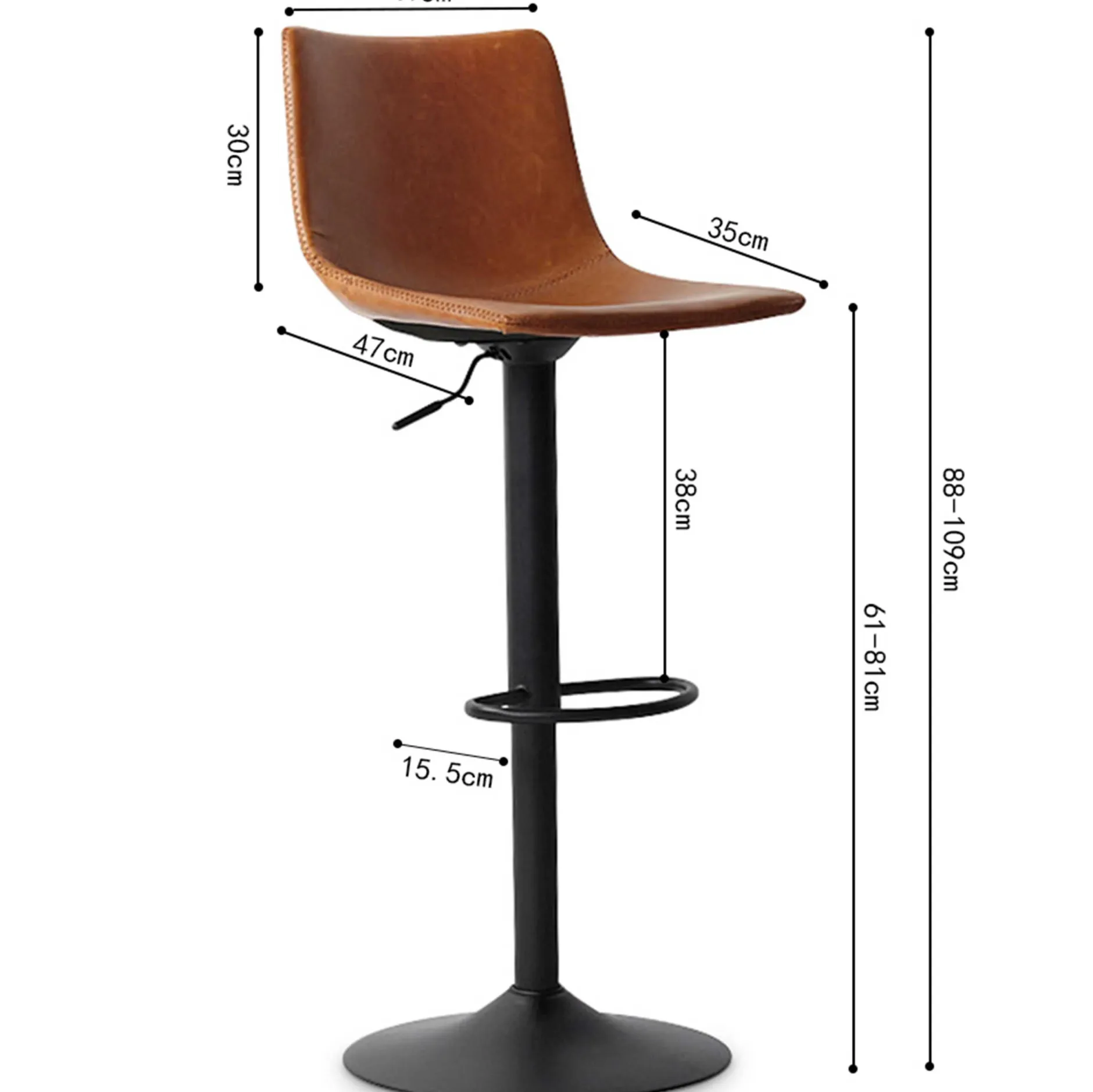 Verstellbarer Barhocker Fontana - cognac