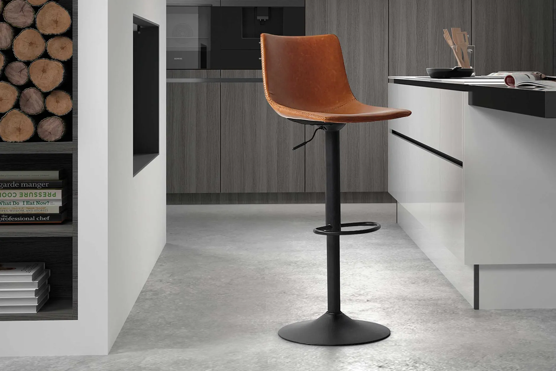 Verstellbarer Barhocker Fontana - cognac