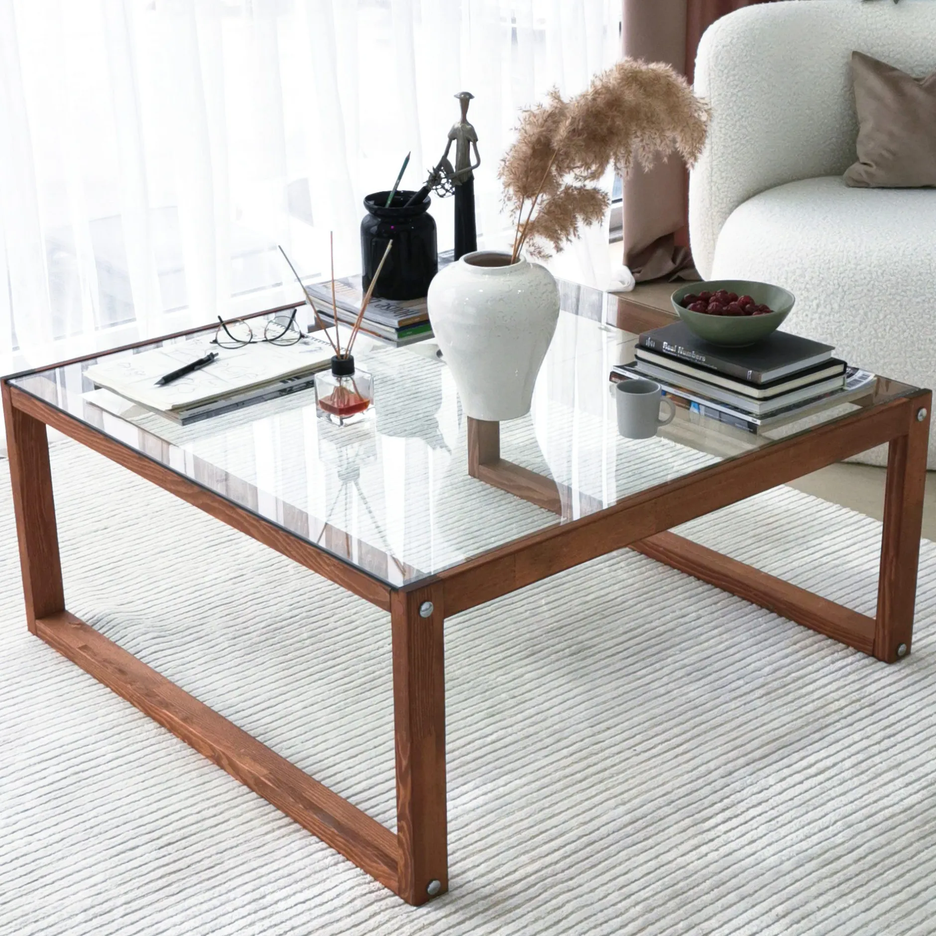 Via Couchtisch | GEHÄRTETES GLAS | Holz