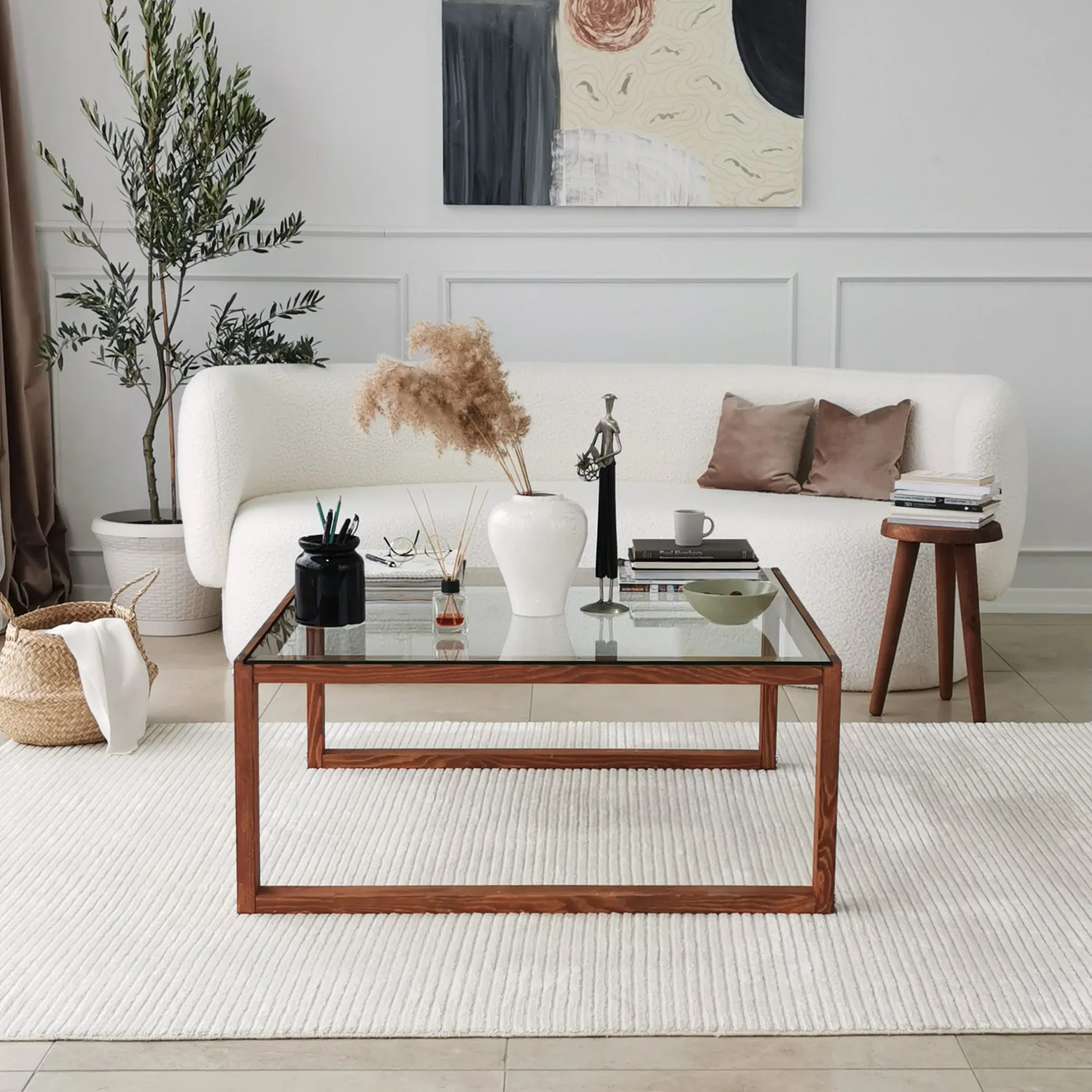 Via Couchtisch | GEHÄRTETES GLAS | Holz