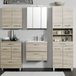 Vielseitiger Stauschrank Portofino | 60 x 35 x 180 cm | Beech Oak Design