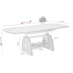 Vienna Couchtisch 108/157x67x52/71 cm-weiß