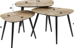 Viereckiger Couchtisch Ray Metall 3er Set in Antik Gold