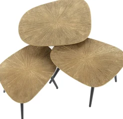Viereckiger Couchtisch Ray Metall 3er Set in Antik Gold