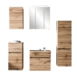 VikasBadezimmer : Hängeschränke, Spiegelschrank, Waschtischunterschrank, Säulenschrank - Eichendekor