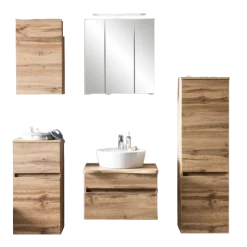 VikasBadezimmer : Wandschränke, Spiegelschrank, Waschbeckenschrank, Säulenschrank - Eiche Dekor