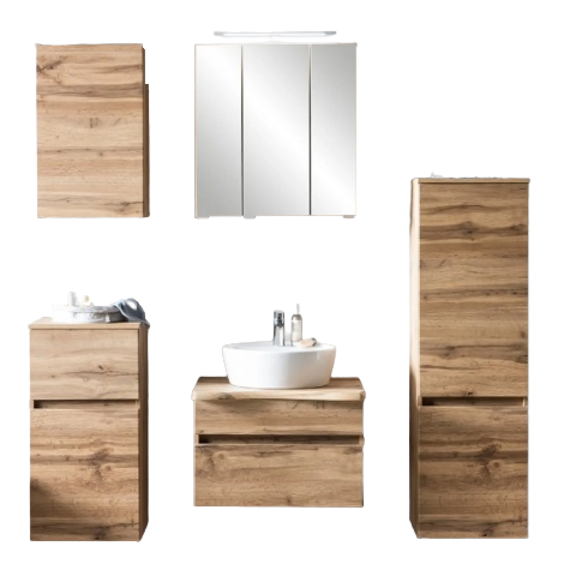 VikasBadezimmer : Wandschränke, Spiegelschrank, Waschbeckenschrank, Säulenschrank - Eiche Dekor
