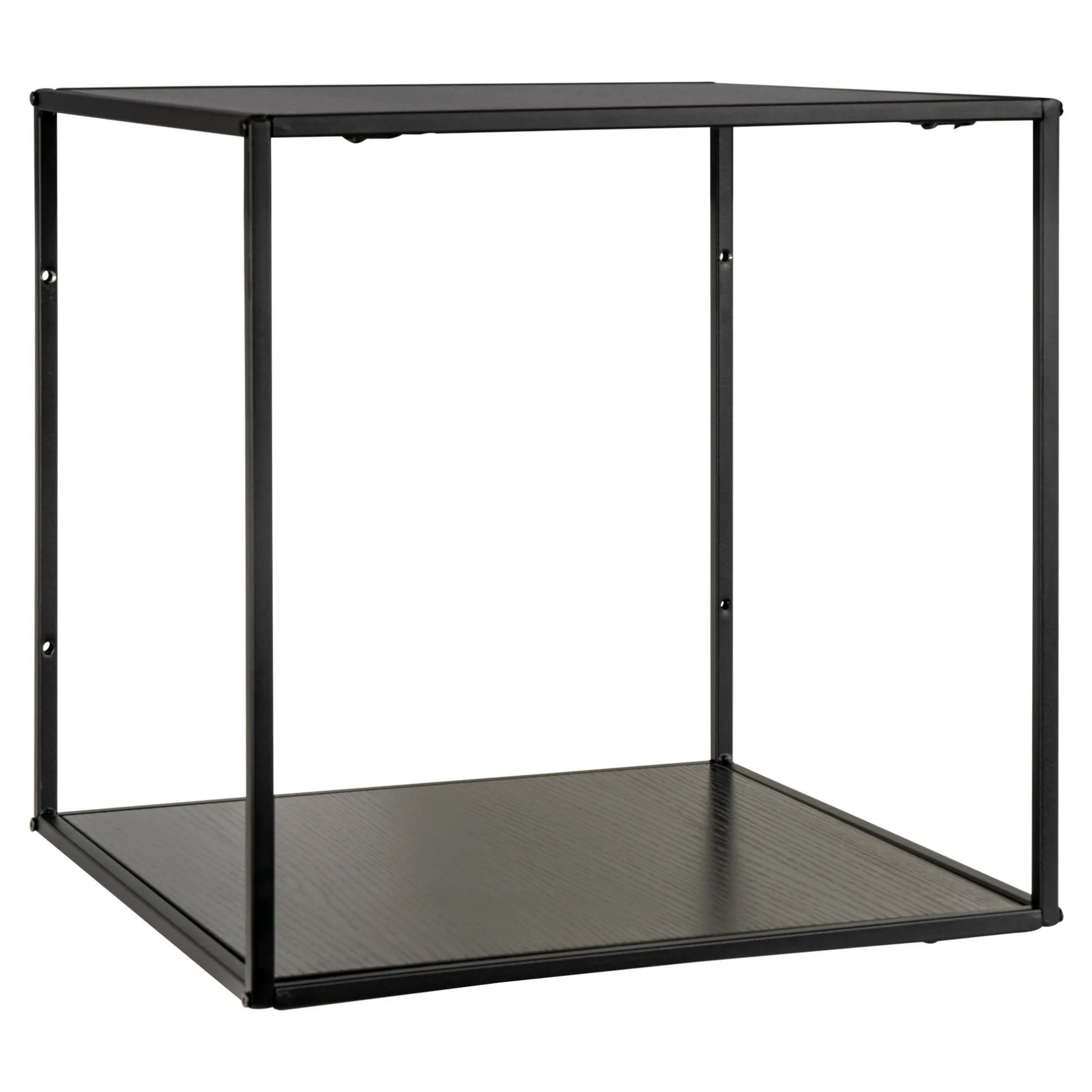 Vita Black Wallshelf: Stylish 36x36x36 cm Stahl und Brett